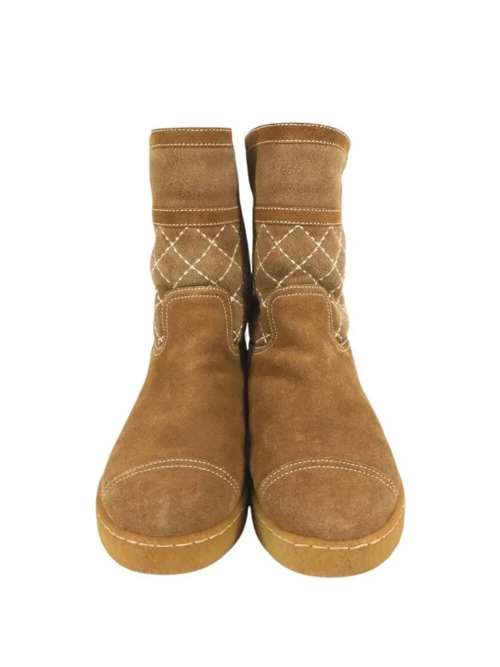Chanel Boots CC Logo Shearling Brown